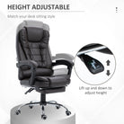 HOMCOM PU Leather Executive Office Chair, High Back Swivel Chair with Retractable Footrest, Adjustable Height, Reclining Function, Brown - anydaydirect