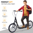 HOMCOM Teen Push Scooter Kids Children Stunt Scooter for 5+ Years with 16 Inches Wheels Adjustable Height Front Rear Dual Brakes, Black - anydaydirect