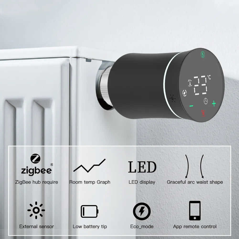 Smart Radiator Thermostat MOES ZigBee 3.0 TRV Thermostat Tuya Radiator Actuator Valve Smart Programmable Temperature Controller Alexa Google Voice Control - anydaydirect