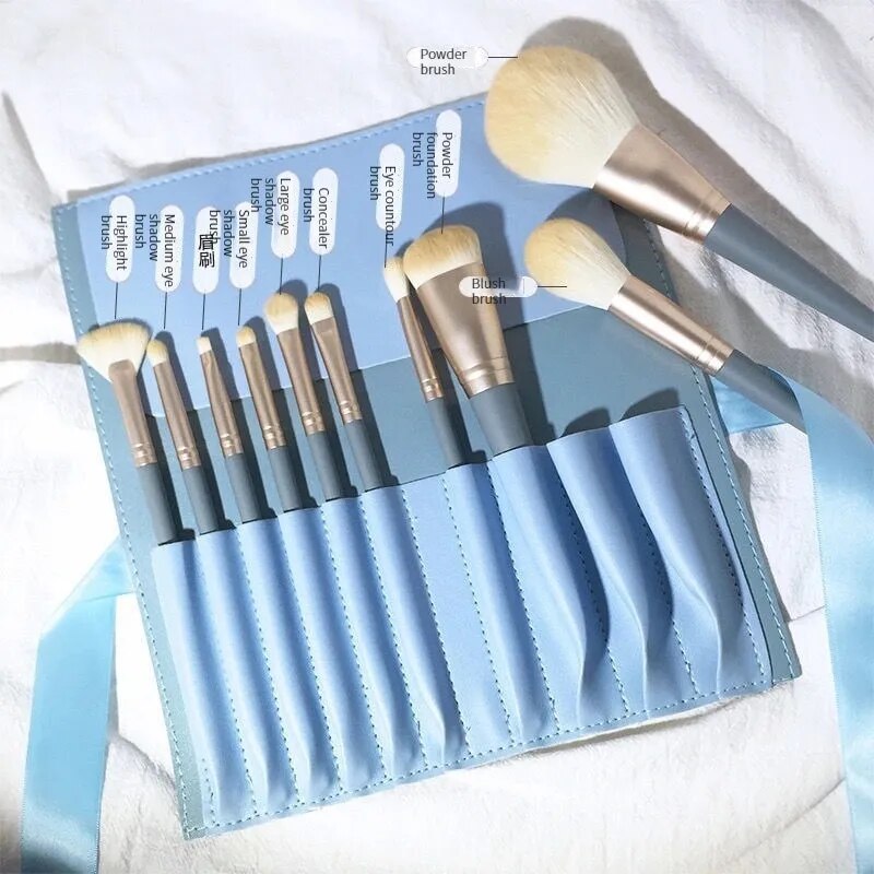 10Portable Soft-Bristled Makeup Brushes Morandi Color Makeup Brush Set Novice Beginners Advanced Full Set of Makeup Tools - anydaydirect