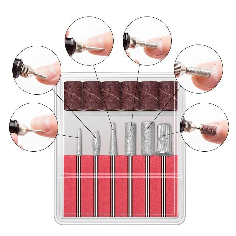 Fushia Pink USB Electric Nail Drills Kit Remove Polish Manicure Pedicure 6pcs Nail File Sanding Bands Machine Nail Art Pen - anydaydirect
