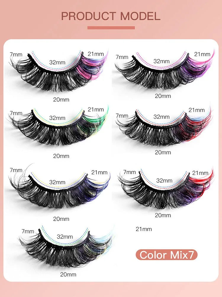 Fake Eyelashes Popular Mink Hair Colorful Eyelashes Thick Curling Eyetail 7 Pairs Of Fake Eyelashes - anydaydirect