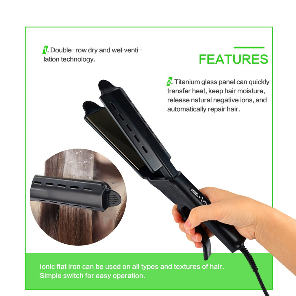 Anydaydirect Professional Hair Straightener Four-gear Flat Iron Ceramic Heating Plate Wet & Dry Heats Up Fast Straightening Styling Tool - anydaydirect