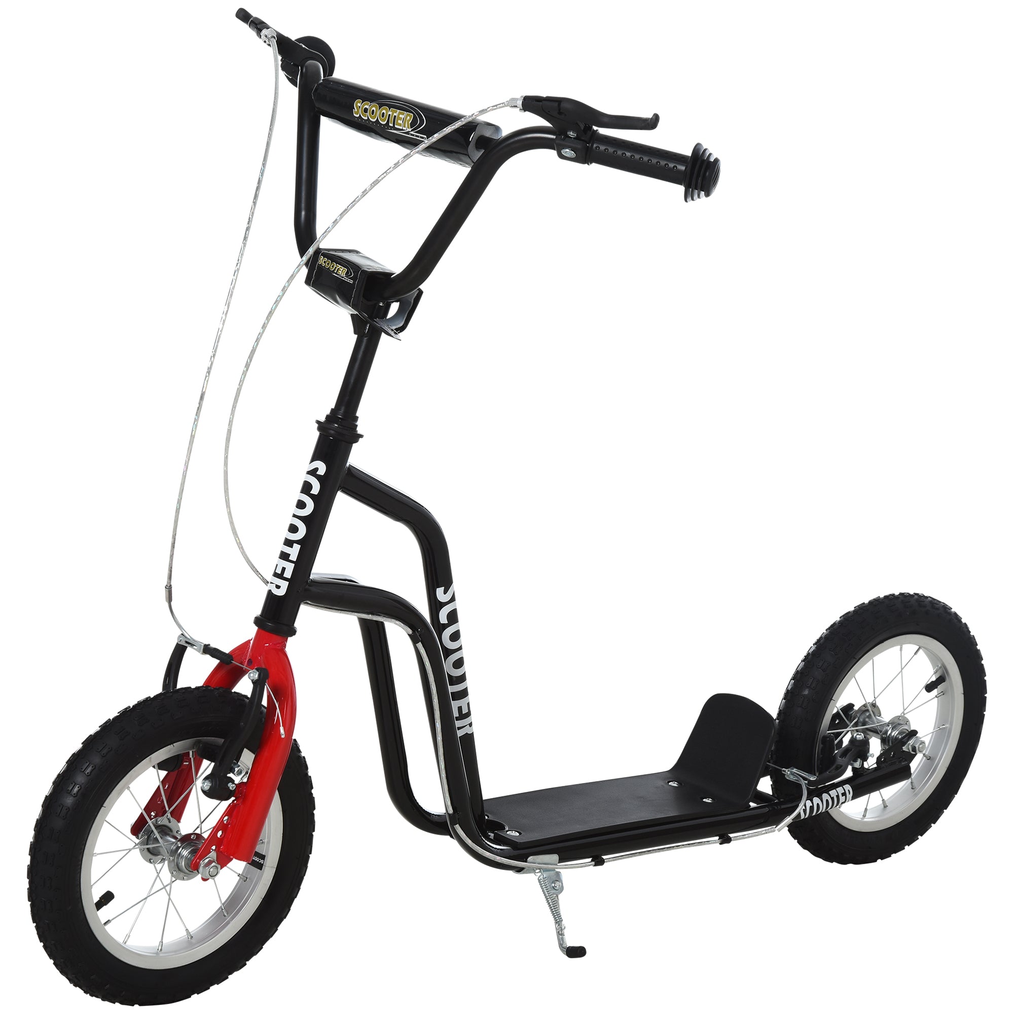 HOMCOM Kids Steel Height Adjustable Kick Scooter Black/Red - anydaydirect