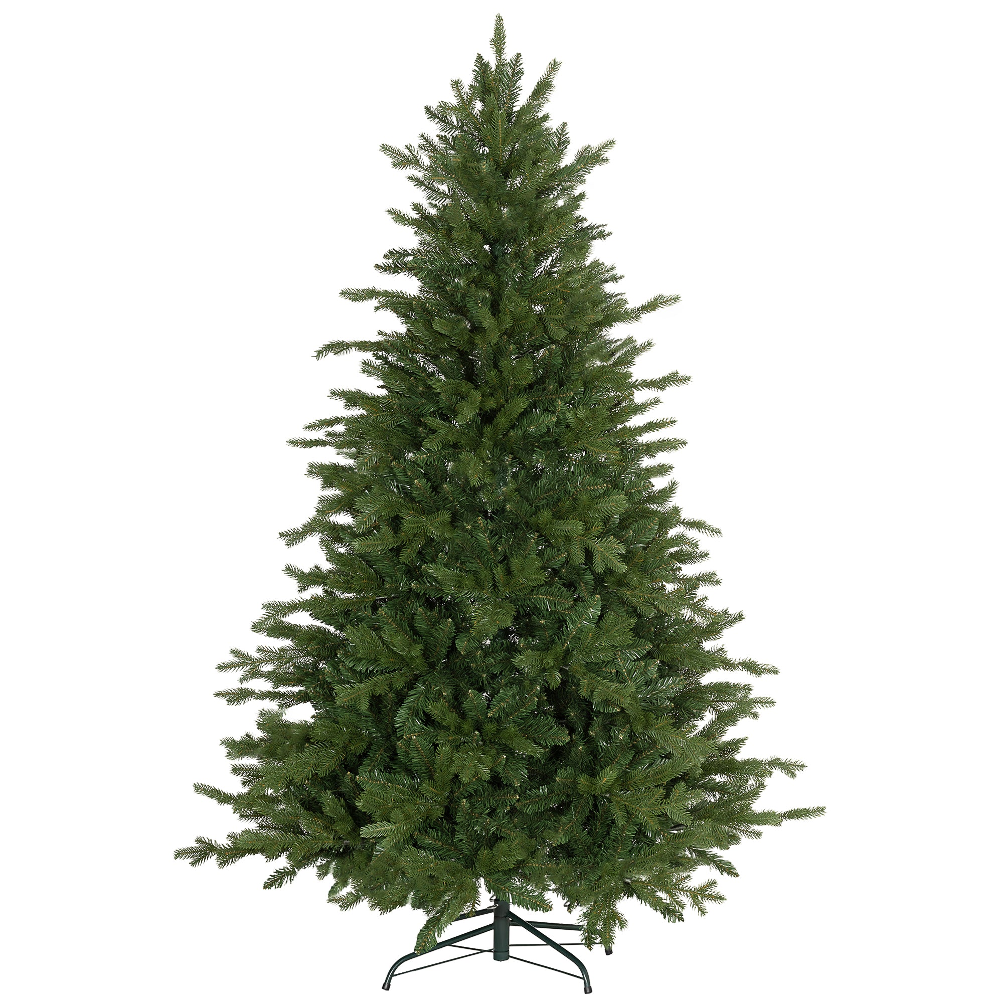 HOMCOM 6ft Artificial Christmas Tree with 1821 Tips, Metal Base, Realistic Hinged Xmas Tree for Home Office, Green - anydaydirect