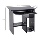 HOMCOM Compact Small Computer Table Wooden Desk Keyboard Tray Storage Shelf Modern Corner Table Home Office Black - anydaydirect