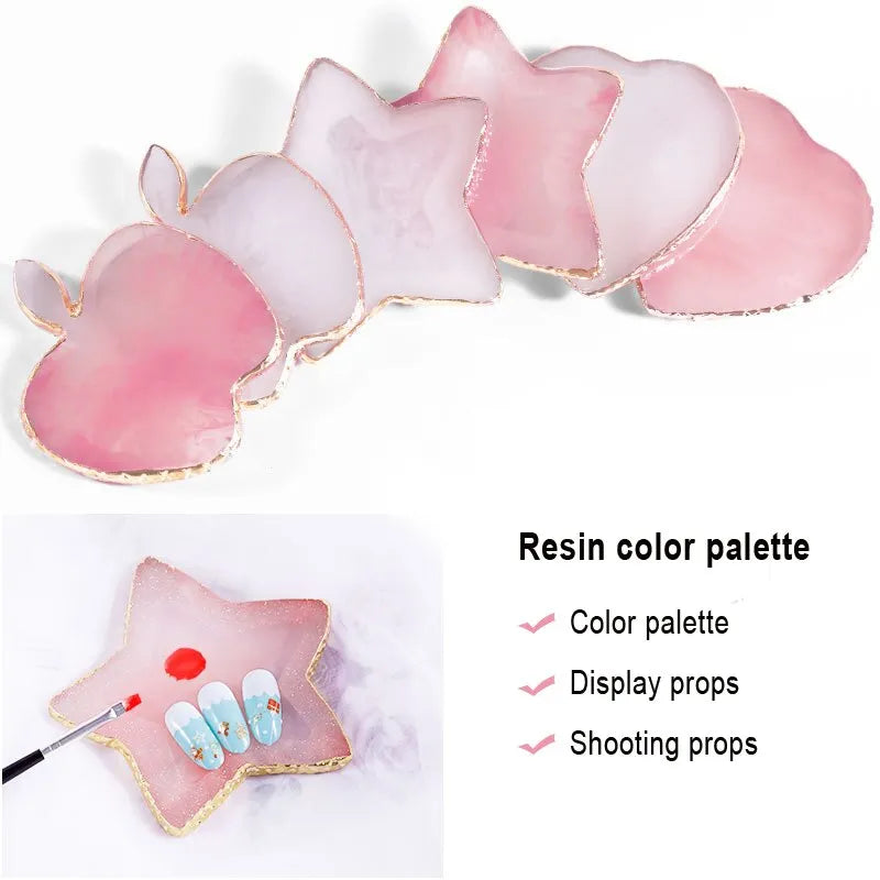 Natural Resin Stone Luxury Nail Art Palette Mix Color Drawing Pallet Gel Polish Display False Nail Tips Shelf DIY Manicure Tools - anydaydirect