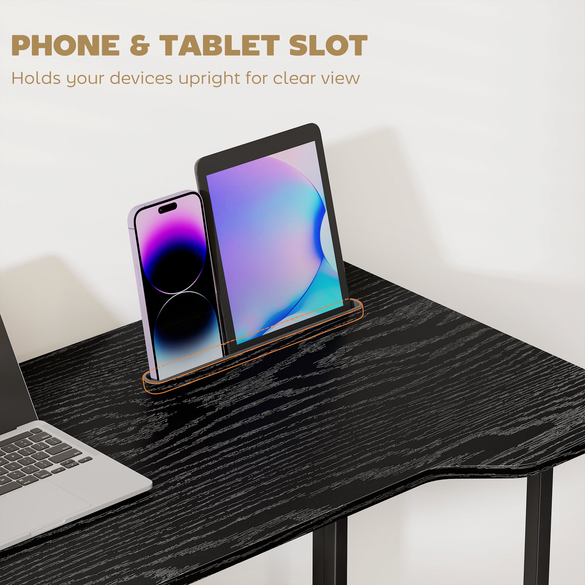 HOMCOM Folding Small Desk on Wheels - Black Wood Effect - anydaydirect