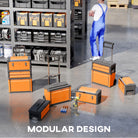HOMCOM 3-in-1 Stackable Rolling Tool Box - Orange - anydaydirect