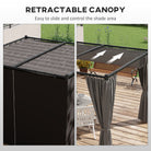 Outsunny 3 x 3m Moving Canopy Metal Pergola, with Curtains - Grey - anydaydirect