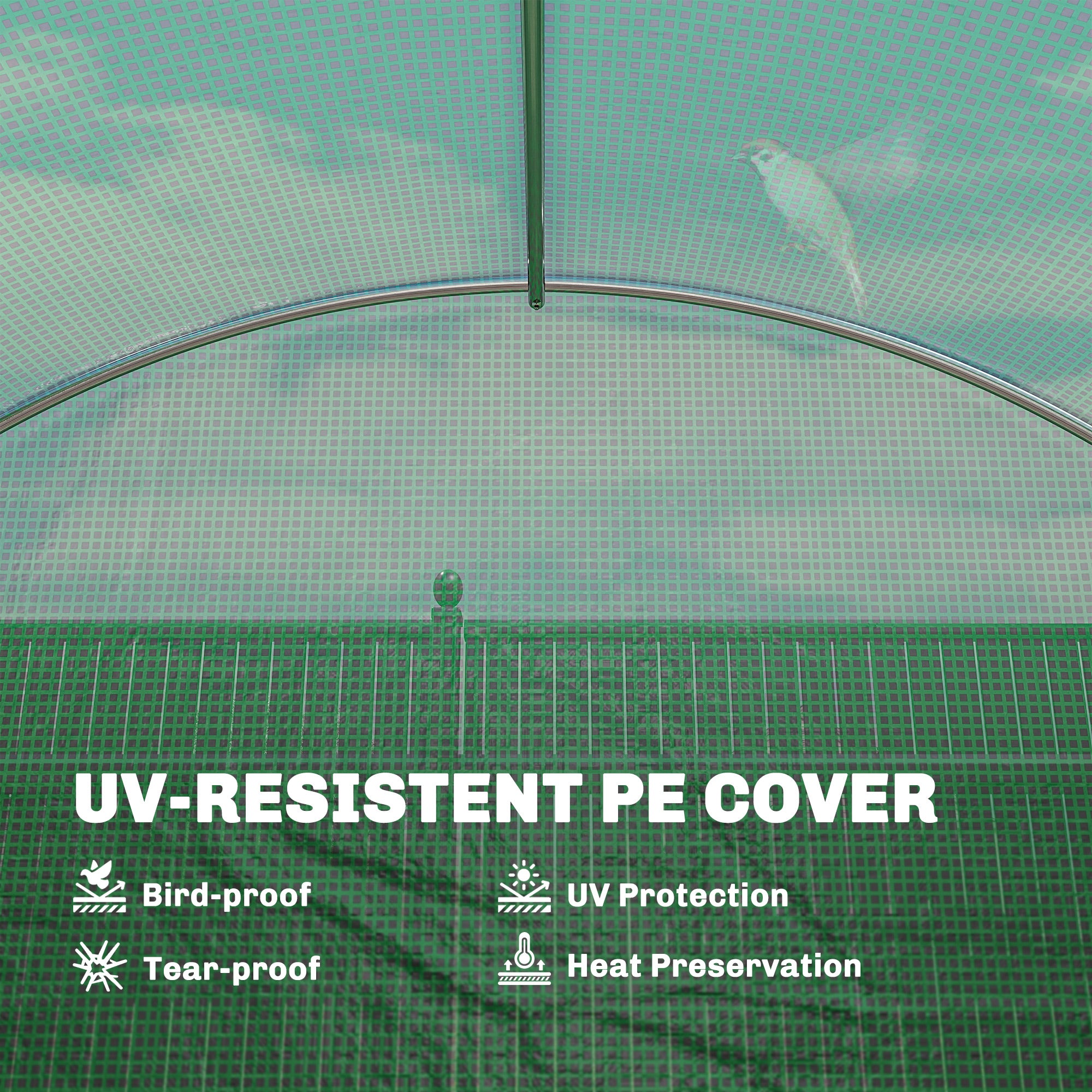 Outsunny 3 x 4 m Walk-in Polytunnel Greenhouse with Hinged Door and 8 Roll Up Mesh Windows, Garden Tunnel Warm House Tent, Green - anydaydirect