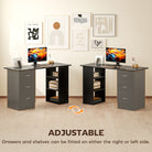 HOMCOM Computer Desk, Home Office Desk, Writing Table, PC Workstation with 3 Storage Shelves and 3 Drawers for Working, Study, 120 x 49 x 72 cm, Black - anydaydirect