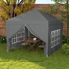 Outsunny 3 x 3 Meters Pop Up Water Resistant Gazebo Wedding Camping Party Tent Canopy Marquee with Carry Bag and 2 Windows, Grey - anydaydirect