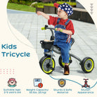 AIYAPLAY Kids Trike, Tricycle, with Adjustable Seat, Basket, Bell, for Ages 2-5 Years - Black - anydaydirect