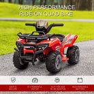 HOMCOM Kids' Battery-Powered Ride-On ATV with Real Working Headlights, 6V, for Ages 18-36 Months, Red - anydaydirect