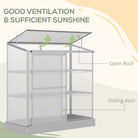 Outsunny 3 Tier Greenhouse Garden Outdoor Cold Frame Plant Flower Growth Transparent Polycarbonate Board Openable Roof Sliding Door w/ Foundation 131L x 58W x 140H cm - anydaydirect