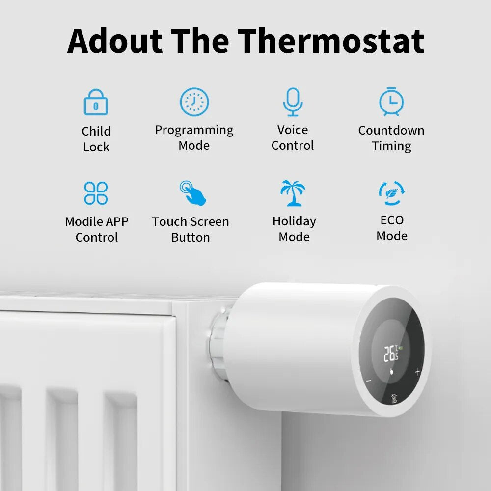 Smart Radiator Thermostat Tuya ZigBee 3.0 TRV Thermostat Smart Radiator Actuator Valve Automatic Programmable Temperature Controller for Alexa Google Home - anydaydirect