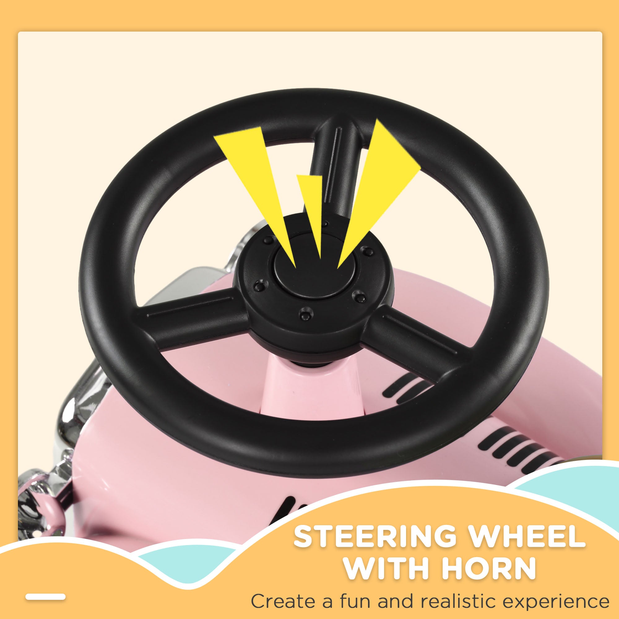 AIYAPLAY Foot To Floor Slider for Toddlers with Under Seat Storage Ride on Sliding Car with Horn Aged 12-36 Months Pink - anydaydirect