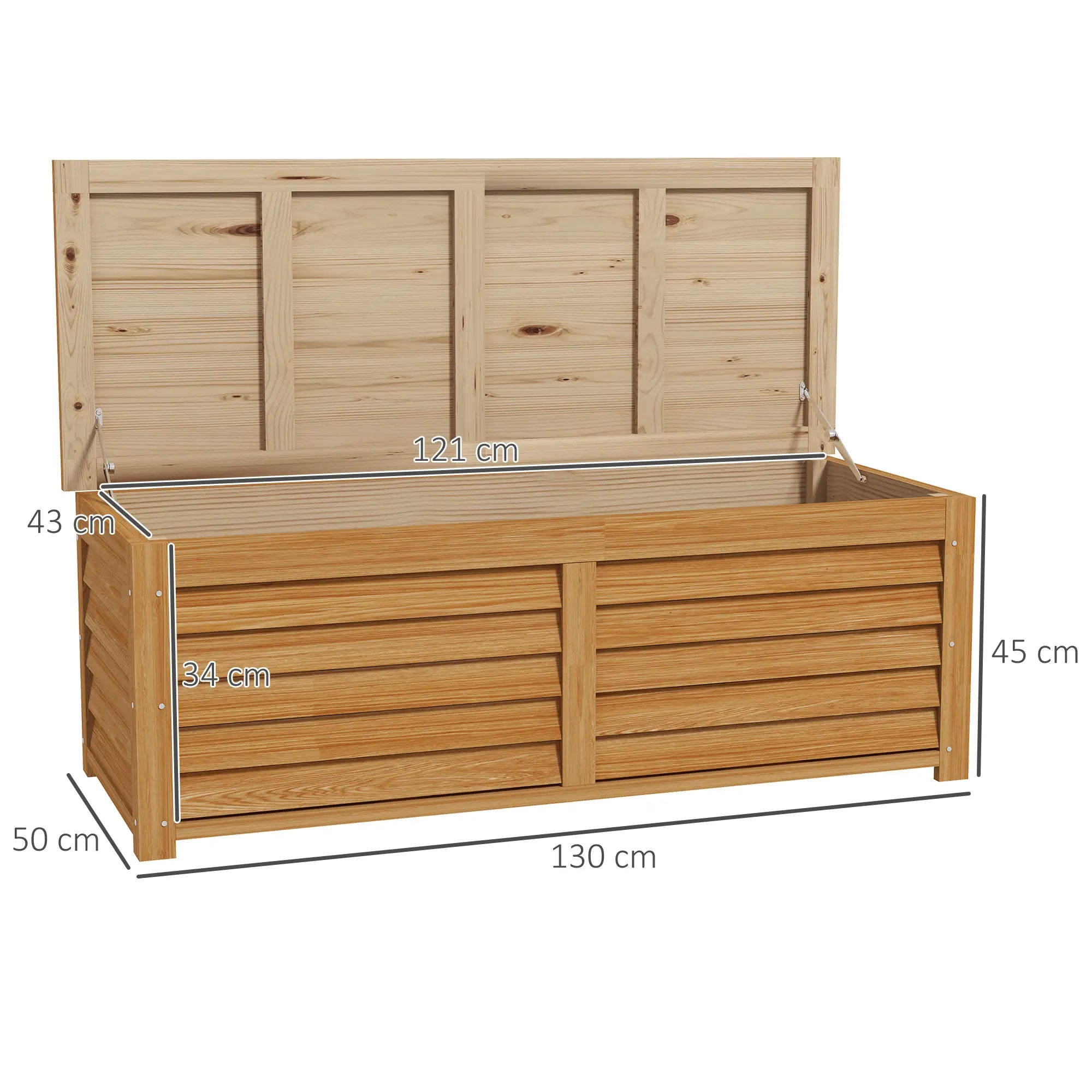 Outsunny 292L Outdoor Storage Box, Wooden Deck Box Garden Storage Container for Balcony, Porch, Poolside, Light Brown - anydaydirect