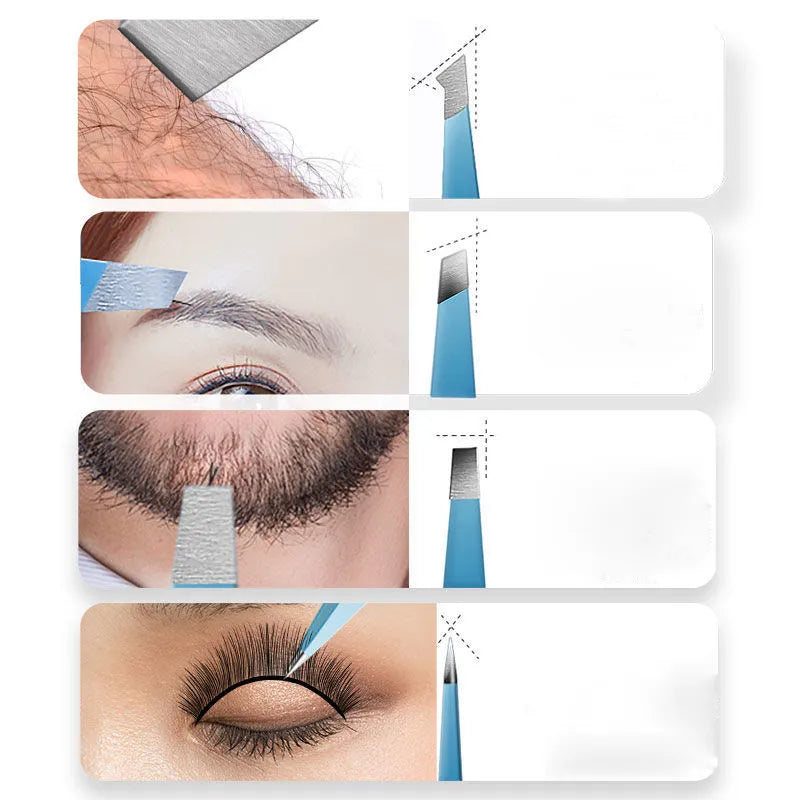 Eyebrow Tweezer Colorful Hair Beauty Fine Hairs Puller Stainless Steel Slanted Eye Brow Clips Removal Makeup Tools - anydaydirect