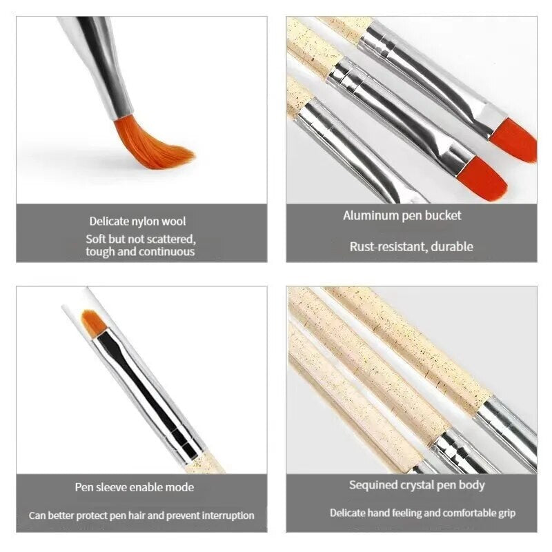 Nail Art Brush Design Tip Painting Drawing Carving Dotting Pen 12 Pcs FlatFan Liner Acrylic Gel UV Polish Tool Manicure - anydaydirect