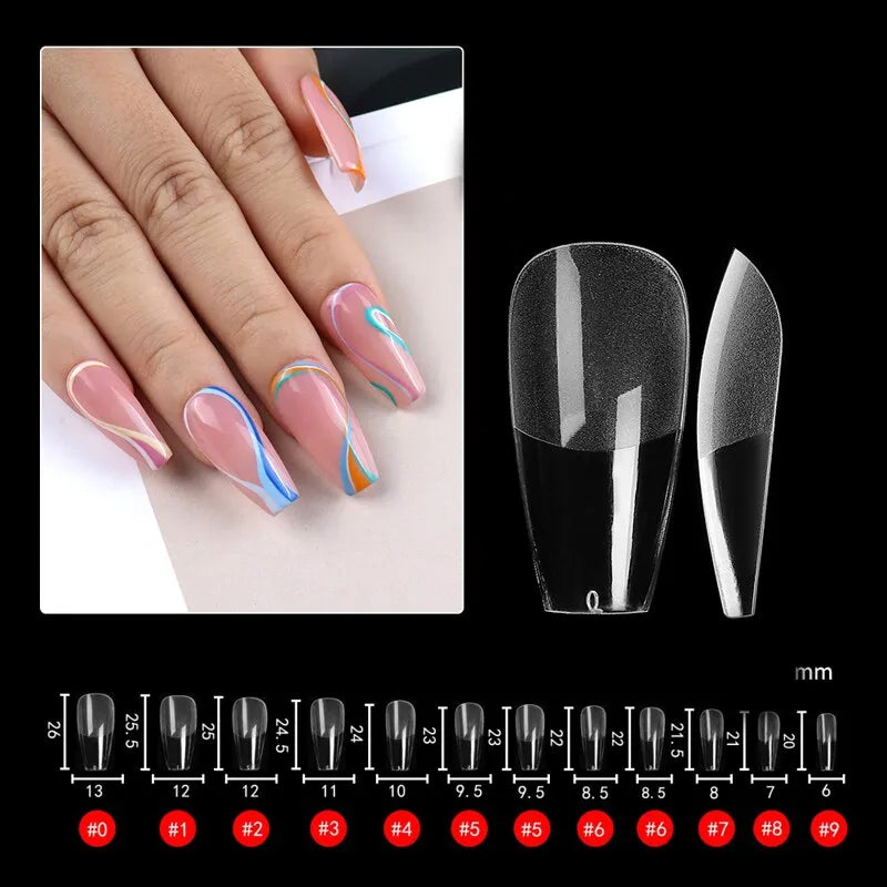 Press on False Nails Fake Nails Coffin Semi Frosted Full Cover Mid Length Nail Tips Art Accessories Tool For 240pcs Each Bag - anydaydirect