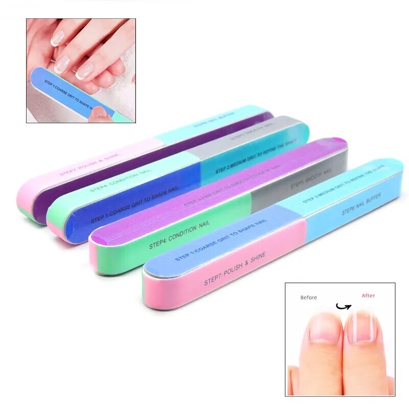 7 Sides Nail Buffers Files Professional Polisher For Nail Art Manicure Polishing Block Buffing Accessories Cream Tools - anydaydirect