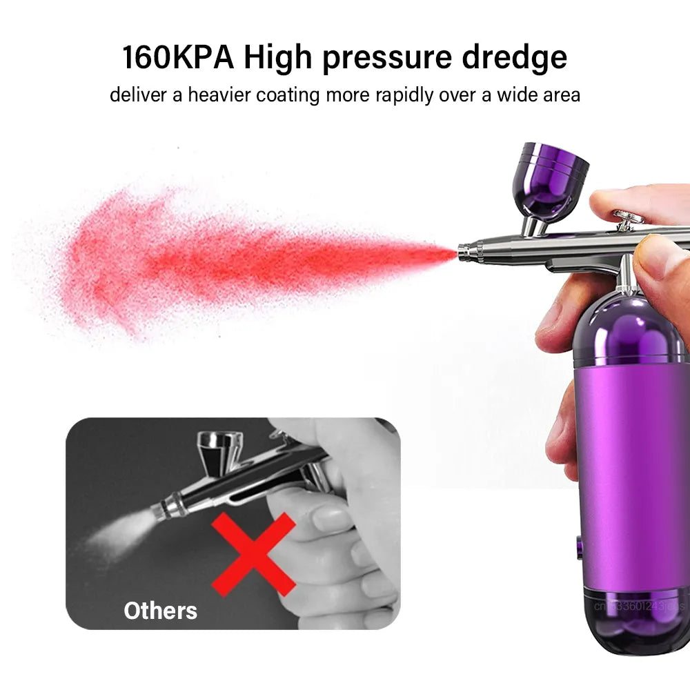 Airbrush Nail With Compressor Portable Airbrush For Nails Cake Tattoo Makeup Paint Air Spray Gun Oxygen Injector Air Brush Kit - anydaydirect