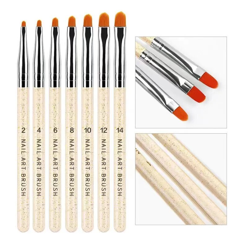 Nail Art Brush Design Tip Painting Drawing Carving Dotting Pen 12 Pcs FlatFan Liner Acrylic Gel UV Polish Tool Manicure - anydaydirect