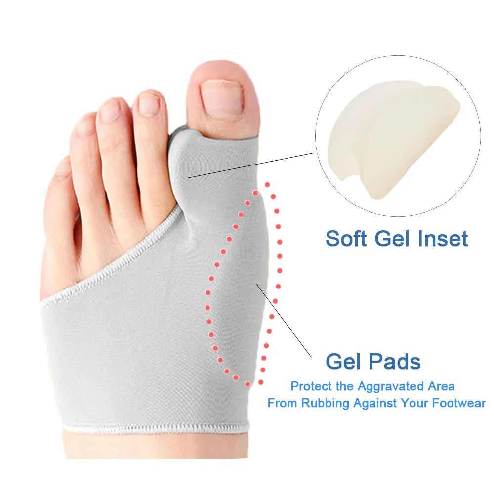 2Pcs=1Pair Toe Separator Hallux Valgus Bunion Corrector Orthotics Feet Bone Thumb Adjuster Correction Pedicure Sock Straightener - anydaydirect