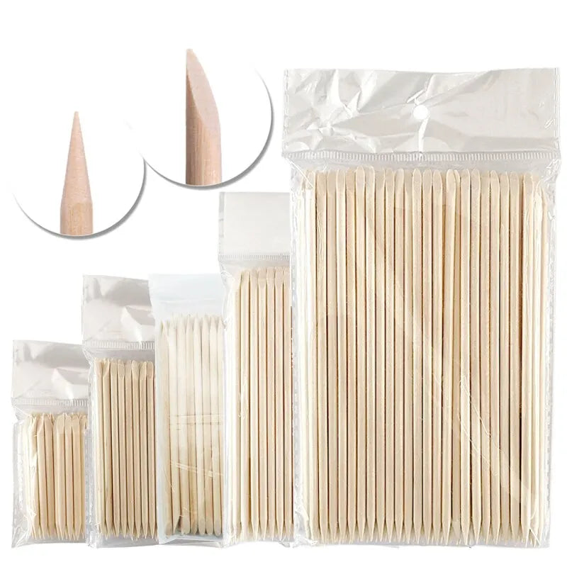 100Pcs/Pack Wood Cuticle Pusher Sticks 63/75/95/105/127/150/178MM For Gel Polish Remove Clean Pedicure DIY Design Dotting Tool - anydaydirect