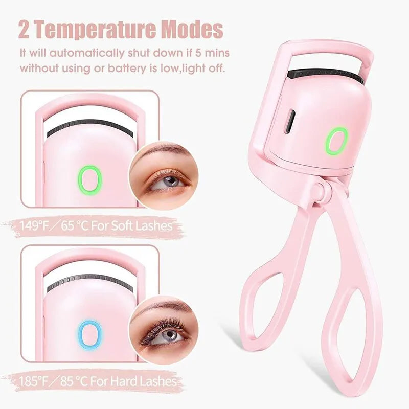 Pink Electric Eyelash Curler Charging Model Fast Heating Portable Shaping and Lasting Curling Eyelash Clip - anydaydirect