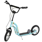 HOMCOM Teen Kids Stunt Scooter w/ Adjustable Handlebar, 12 Inch Rubber Tyres, Dual Brakes, Blue - anydaydirect