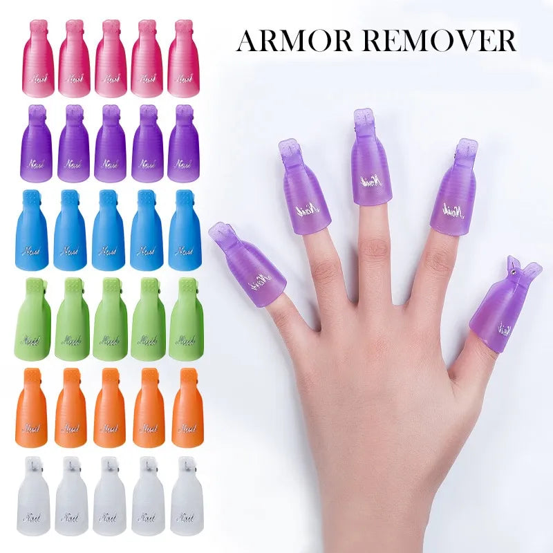 10 Pcs/Bag Colorful Acrylic Nail Art Soak Off Cap Clips Nails Cleaning Manicure UV Gel Polish Soak off Wrap Tools For Finger - anydaydirect