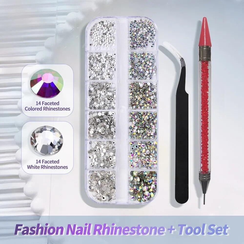 Rhinestone Crystal Nail Art Decoration 2/3/4/5mm 3D AB Color