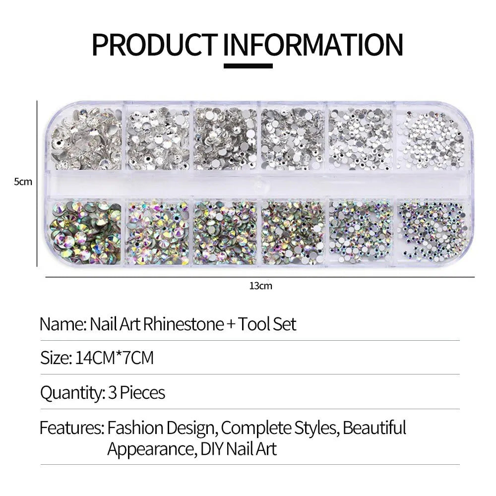 Hot New Multi-Size Nail Rhinestones 3D Crystal AB DIY Nail Art Decorations Crystal Diamond Gem 3D Glitter Nail Beauty - anydaydirect