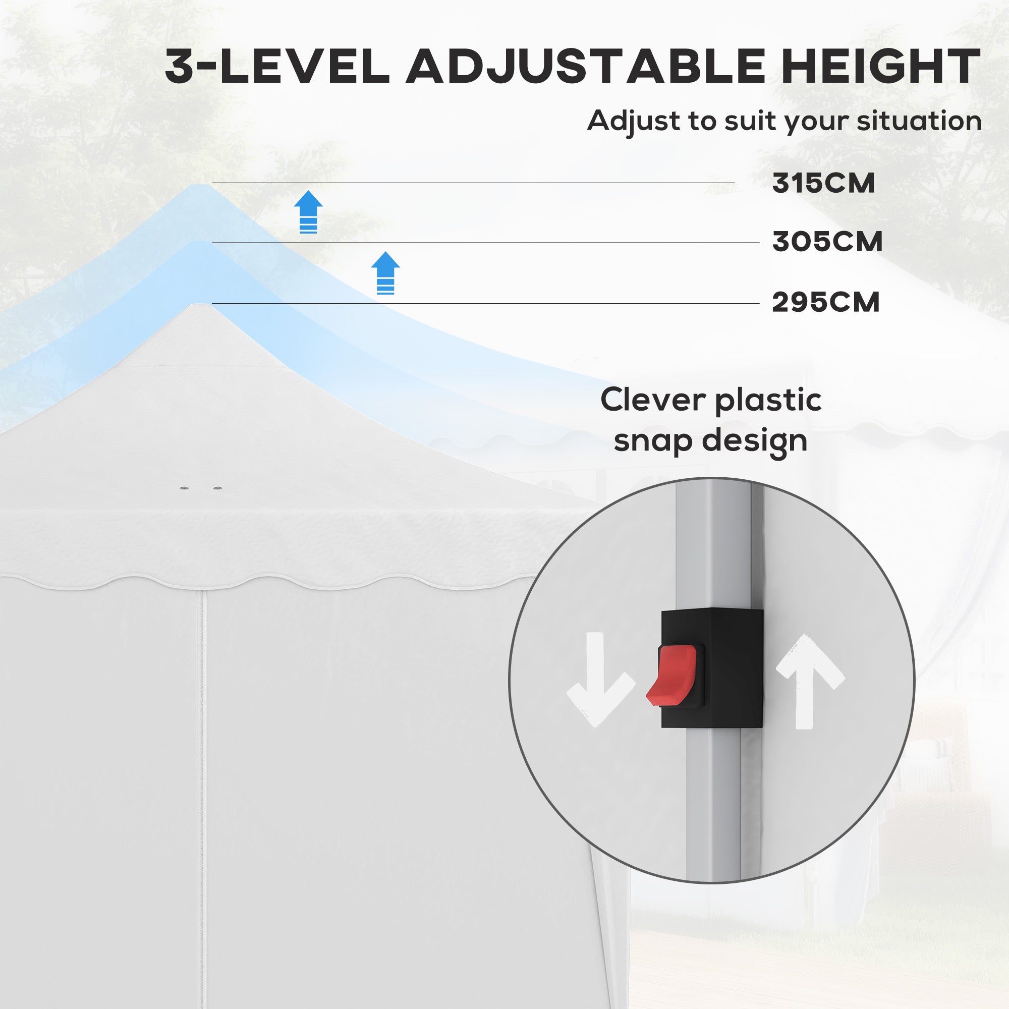 Outsunny 3 x 6m Pop Up Gazebo with Sides, UPF50+ Height Adjustable Party Tent Instant Event Shelter with Carry Bag and Sand Bags for Garden, Patio, White - anydaydirect