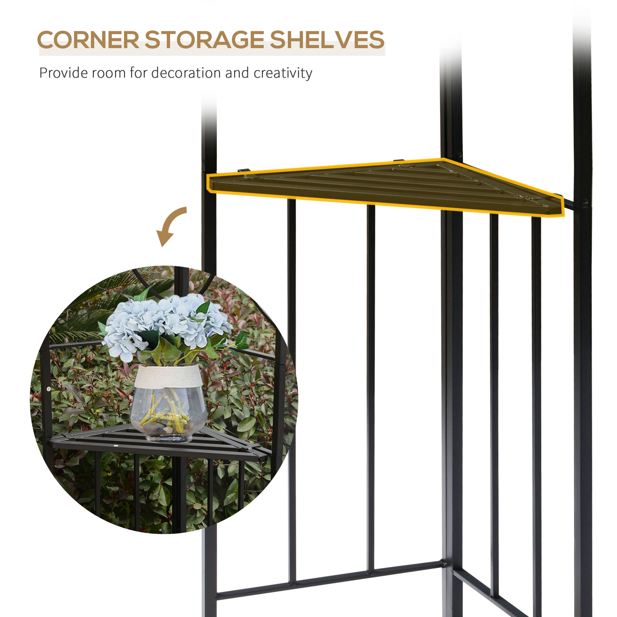 Outsunny 3(m) x 3(m) Garden Gazebo, Double Roof Outdoor Gazebo Canopy Shelter with Netting, Solid Steel Frame for Garden, Lawn, Backyard and Deck - anydaydirect