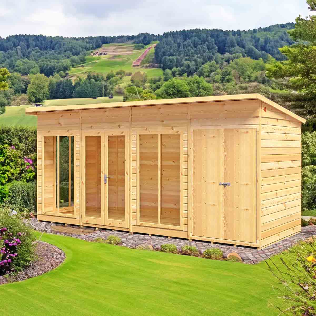 Shire Lela 16 ft x 6 ft Summerhouse with Storage Shed – anydaydirect