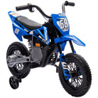 AIYAPLAY 12V Kids Electric Motorbike, Kids Electric Ride on Motorcycle w/ Twist Grip Throttle, Training Wheels - Blue - anydaydirect