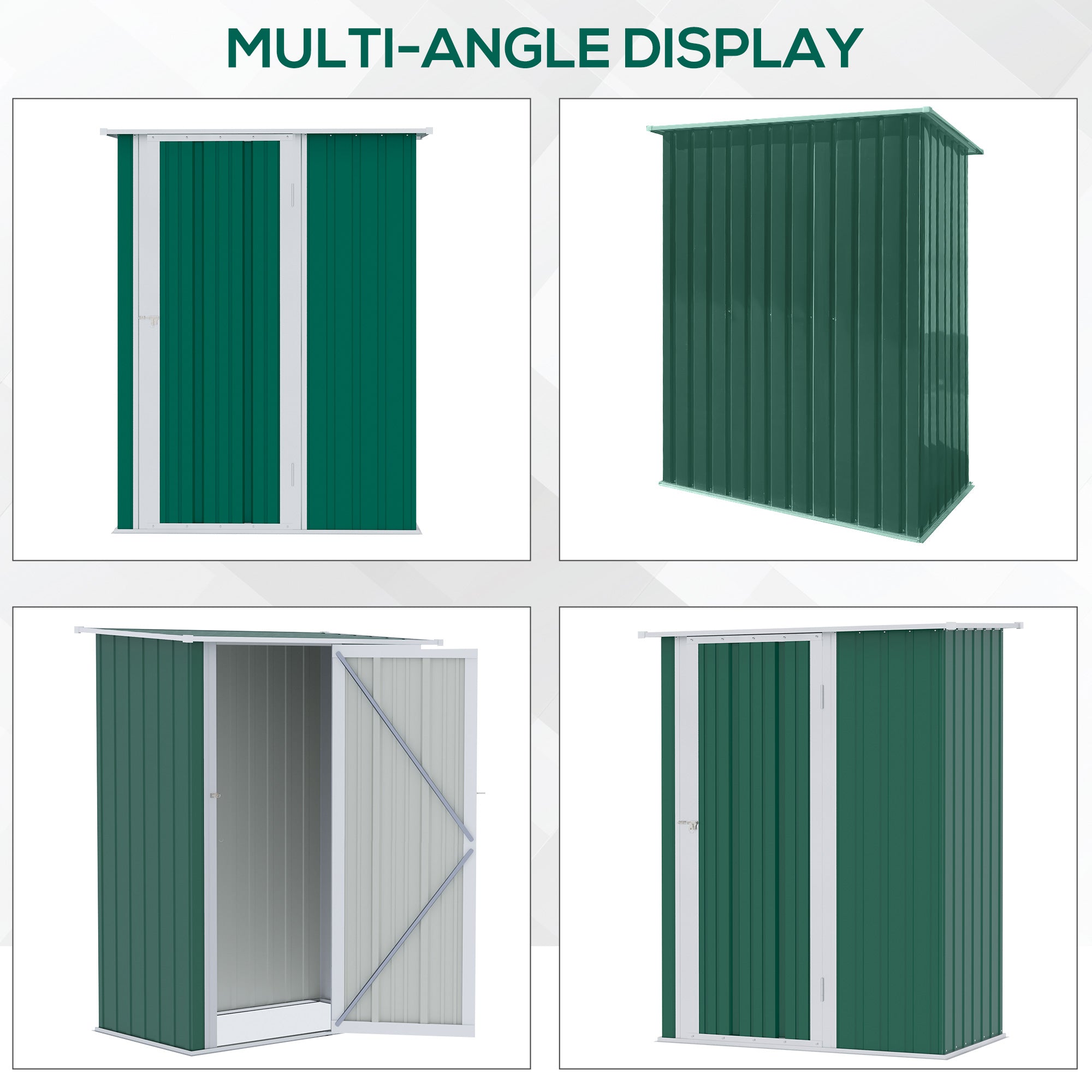 Outsunny 4.7ft x 2.8ft Garden Shed Steel Storage Shed Outdoor Equipment Tool Sloped Roof Door w/ Latch Weather-Resistant Paint Green - anydaydirect