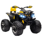 HOMCOM 12V Quad Bike ATV with LED Lights, Music, Backrest, Forward, Backward, Yellow - anydaydirect