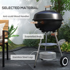 Outsunny Portable Round Kettle Charcoal Grill BBQ Smoker with Lid Outdoor Heat Control Party Patio Barbecue Garden - anydaydirect