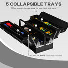 DURHAND 3 Tier Metal Toolbox, 5 Tray Professional Portable Tool Box with Carry Handle for Workshop, 45cmx20cmx34.5cm, Black - anydaydirect