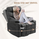 HOMCOM Manual Reclining Chair, Recliner Armchair with Swivel, Faux Leather, Footrest, Cup Holders, 86x93x102cm, Black - anydaydirect