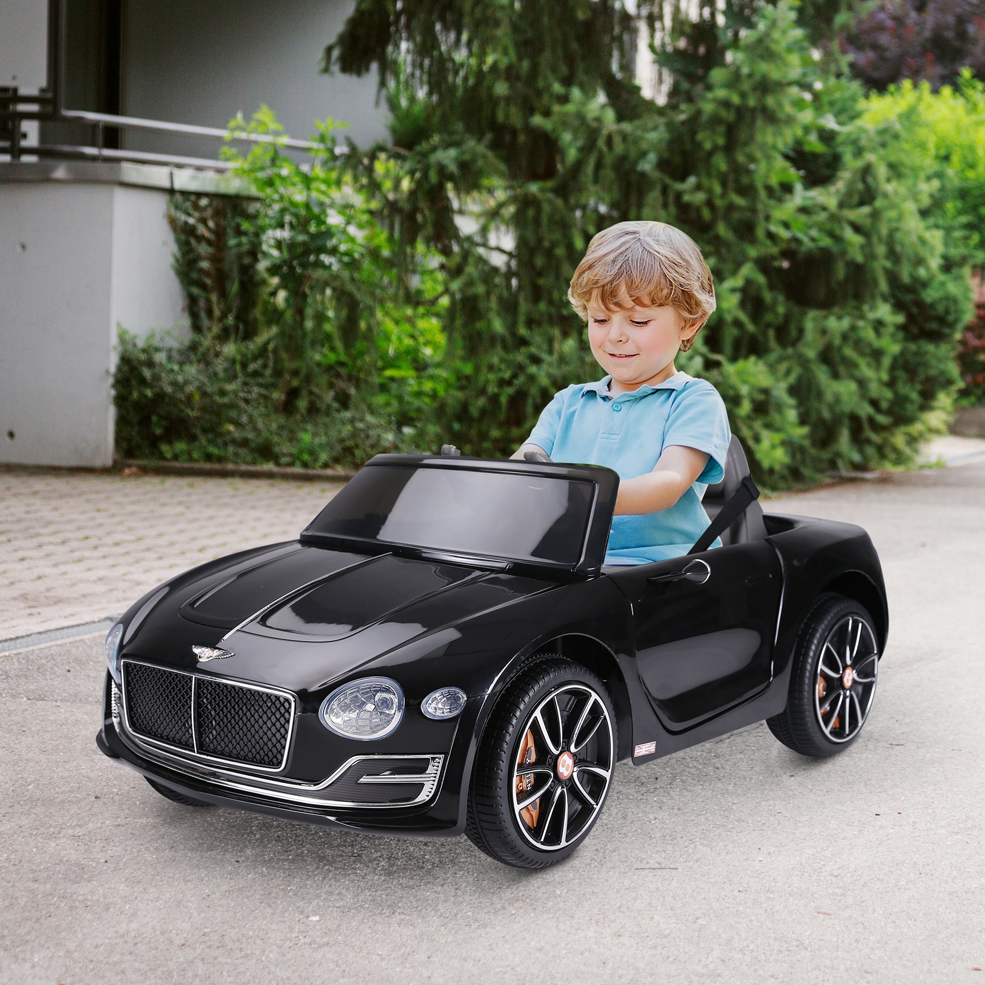 HOMCOM Licensed Bentley Kids Electric Car, 6V Battery Ride On Toy, Durable PP Construction, Black - anydaydirect