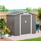 Outsunny 7ft x 4ft Lockable Garden Metal Storage Shed Storage Roofed Tool Metal Shed w/ Air Vents Steel Grey - anydaydirect