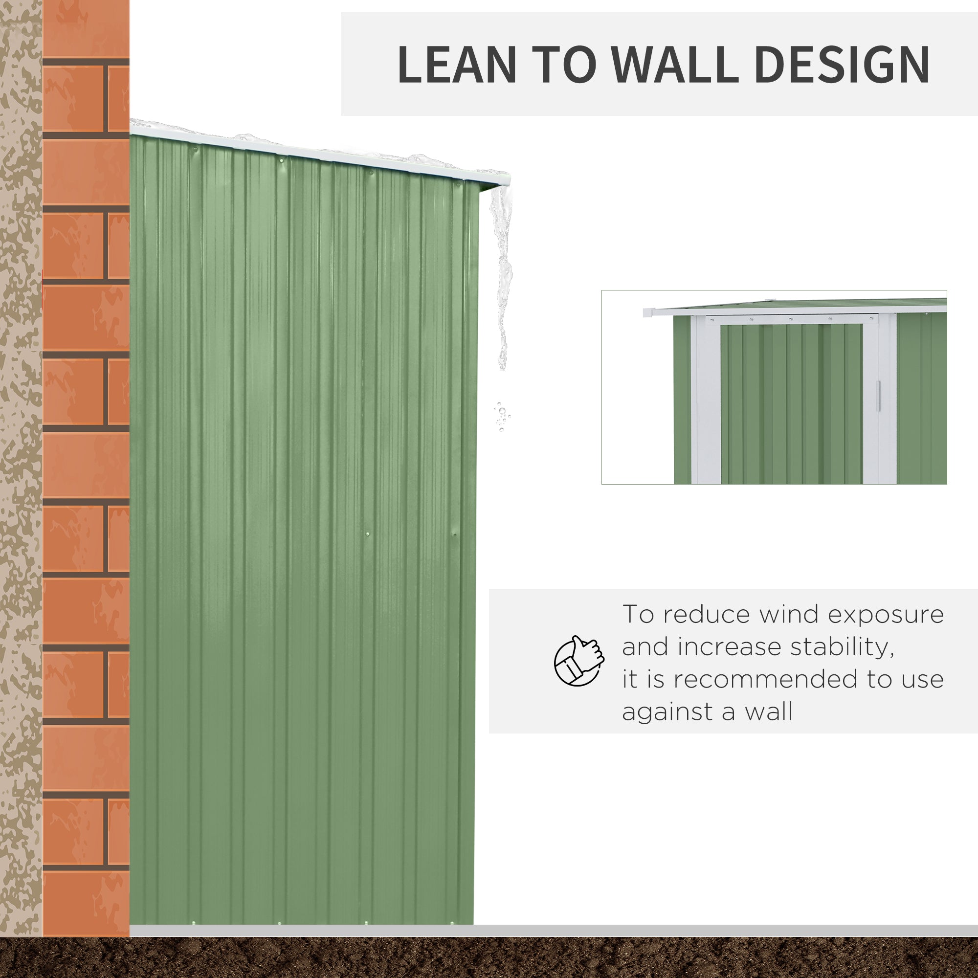Outsunny Garden Storage Shed, Outdoor Tool Shed with Sloped Roof, Lockable Door for Equipment, Bikes, Light Green, 142 x 84 x 189cm - anydaydirect