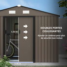 Outsunny 9 x 6FT Garden Metal Storage Shed Outdoor Storage Shed with Foundation Ventilation & Doors, Brown - anydaydirect