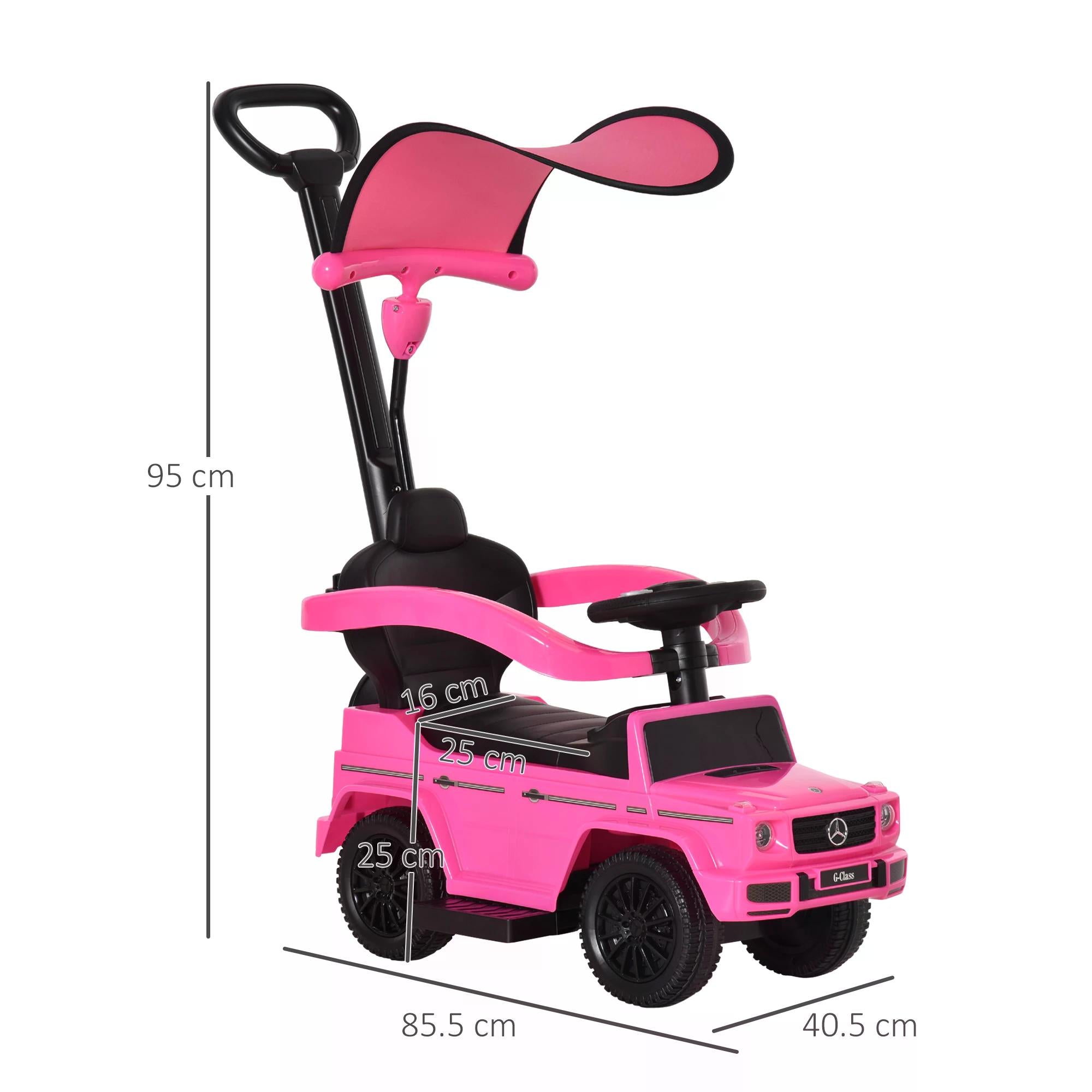 HOMCOM Mercedes-Benz G350 Push Car: Toddler Foot-to-Floor Slider with Steering Wheel, Pink - anydaydirect